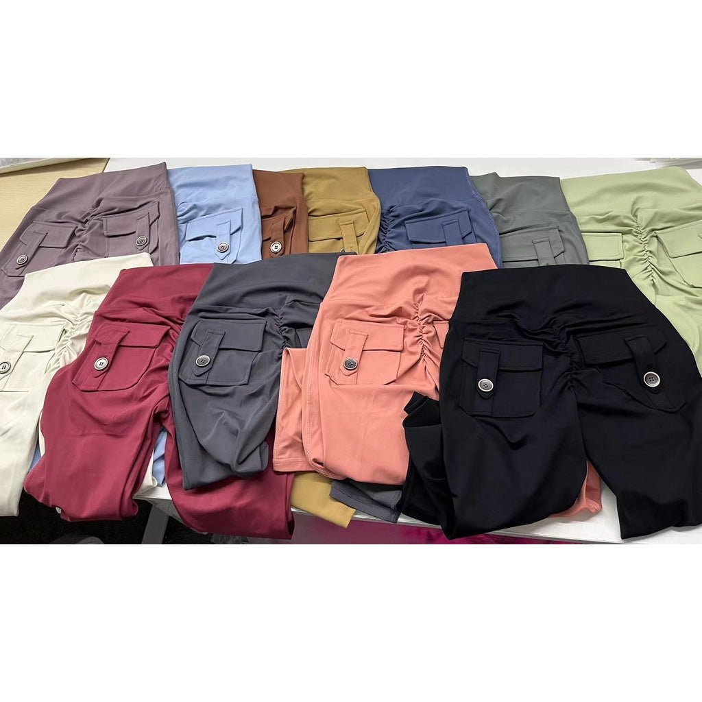 Pocket High Waist Yoga Pant Hip Button Sports Pants Women Quick-Drying Running Fitness Legging - BodyCarver