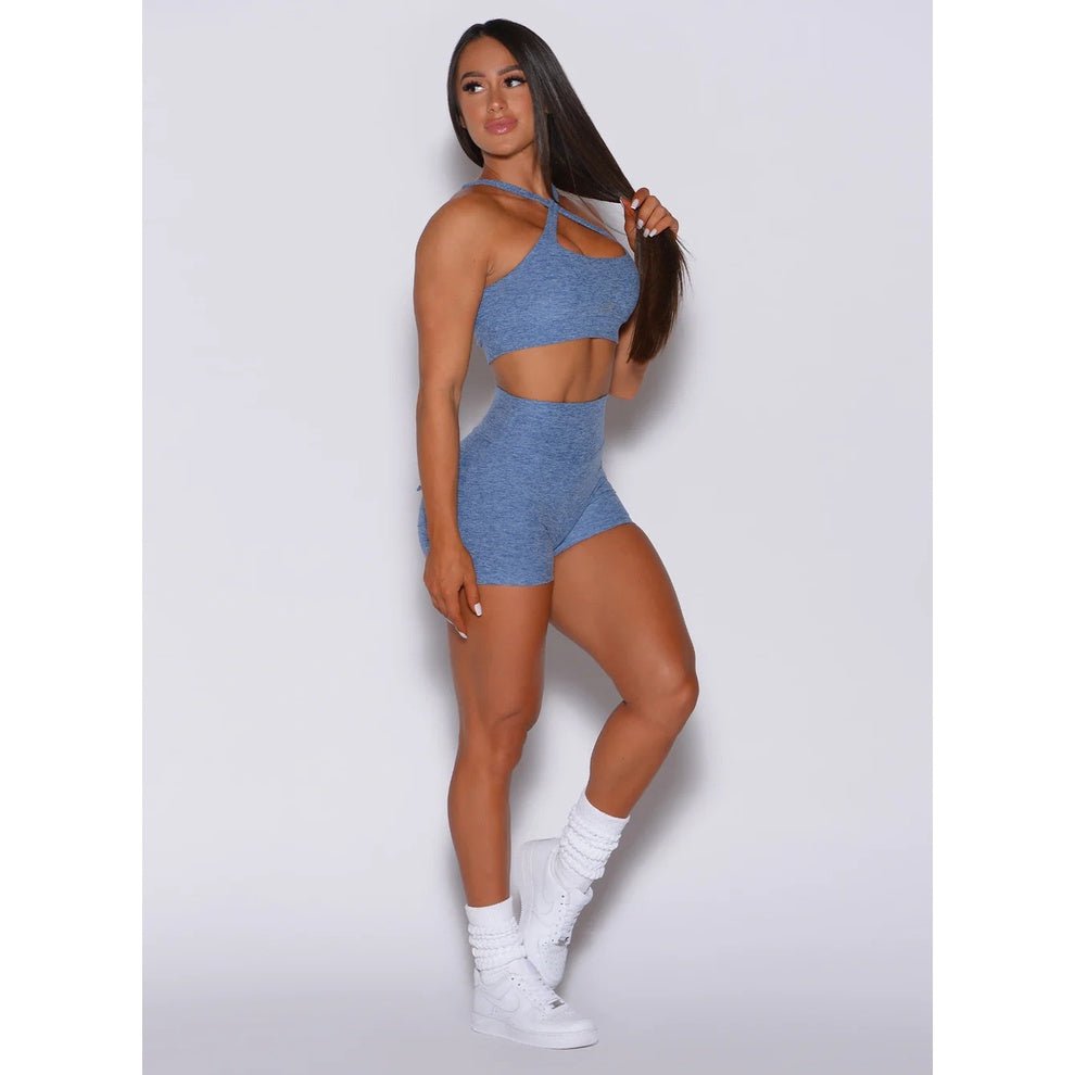 Sports Casual Outfit Women 2pcs Workout Fitness Suit Hollow Sports Workout Underwear High Waist Stretch Shorts Yoga Suit - BodyCarver