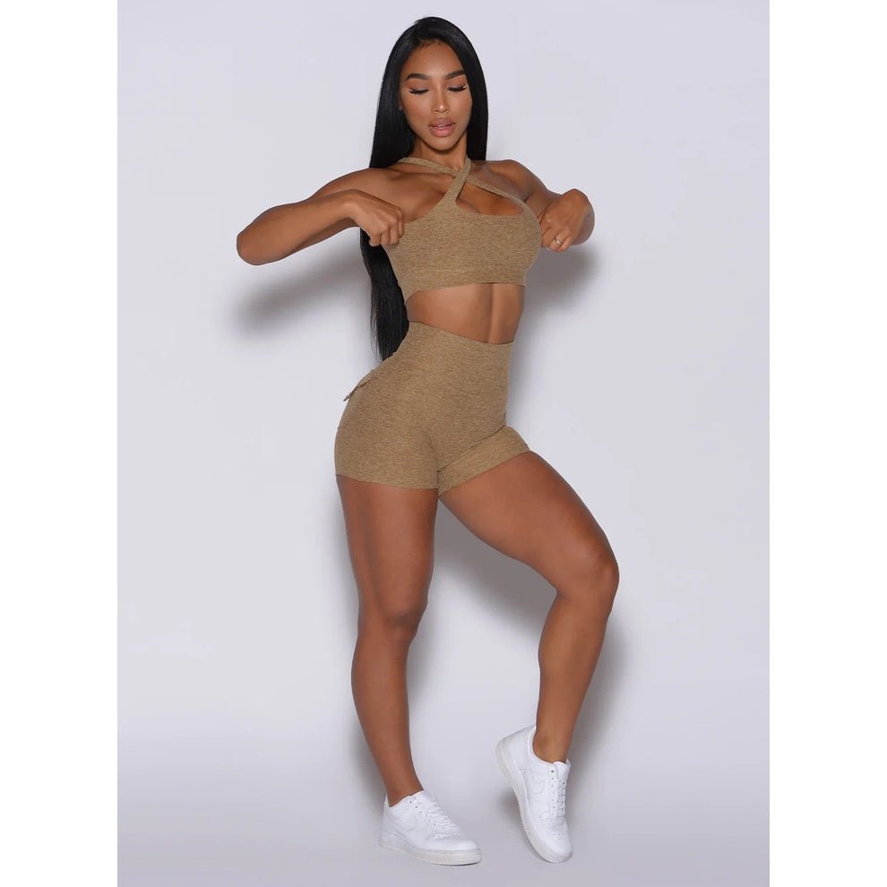 Sports Casual Outfit Women 2pcs Workout Fitness Suit Hollow Sports Workout Underwear High Waist Stretch Shorts Yoga Suit - BodyCarver