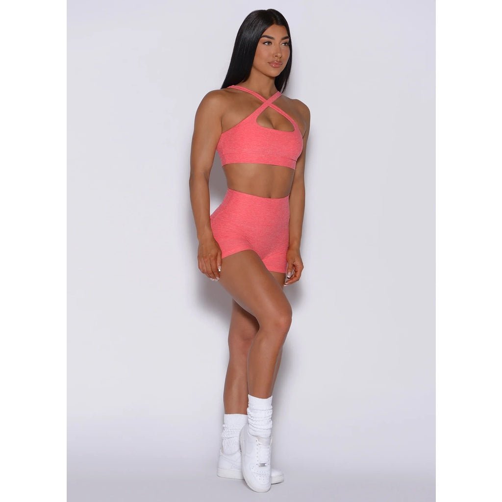 Sports Casual Outfit Women 2pcs Workout Fitness Suit Hollow Sports Workout Underwear High Waist Stretch Shorts Yoga Suit - BodyCarver